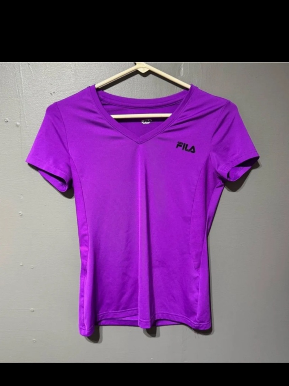 FILA Women's Bright Purple V-Neck Short Sleeve Tee